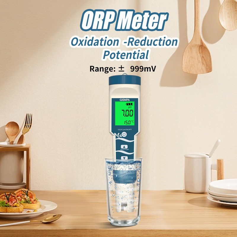 GISNPA PH Meter, Digital 4-in-1 PH ORP H2 Temp Meter