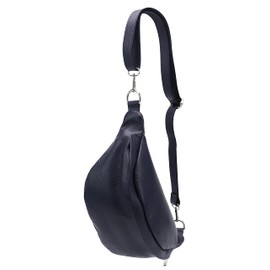 SH Leder Marie G528 Real Leather Waist Bag for Women Men Unisex Belt Bag for Festival Travel Bum Bag Medium Crossbody Bag Women Leather Bag 32 x 17 cm (Dark Blue)