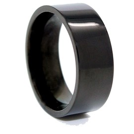 8mm Black Titanium Flat Pipe Wedding Band Size (5)