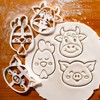 BAKERLOGY Set of 3 Farm Animals Cookie Cutters (Design: Happy