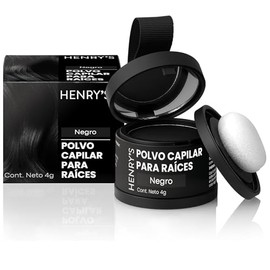 Henrys Polvo para Retocar Raíces Negro 4g, Define Línea del Cabello, Rellena Zonas con Poco Cabello, Disimula Caída, Aporta Volumen