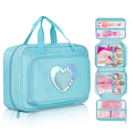 LININYHAO Doll Carrying Case, Toy Storage Box, Doll Travel Storage Bag with Handle, 12-inch Luggage Pouch for Kids (blue)