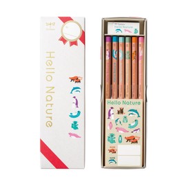 Tombow MP-KHN2-2B Hello Nature Pencil 6 Patterns Gift Set with MONO Eraser