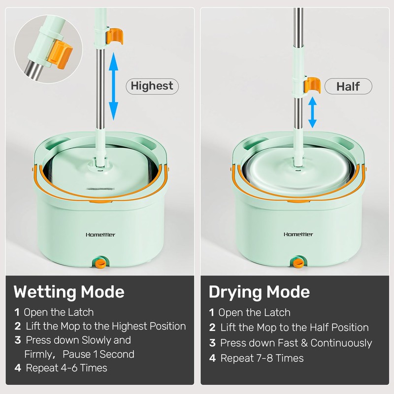 HoMettler Spin Mop and Bucket Set with Detachable Inner Mop