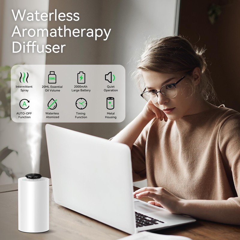 Waterless Diffuser,Plastic Housing Waterless Essential Oil Diffuser Battery Operated Lasts