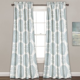 Lush Decor Seafoam Medallion Room-Darkening Window Curtain Set (84" x 52"), 84 in x 52 in, Blue