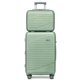 Somago Carry On 22x14x9 Luggage 20 Inch Lightweight PC Hardside Suitcase with a Cosmetic Case TSA Lock YKK Zippers Ceramic Ice Crackle (GEYAO Green)