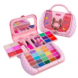 Kids Beauty Professional Toy Makeup Box Cosmetics Makeup Play Holiday Gift Children's Makeup Party, 1 Set, Handbag / 키즈뷰티 프로페셔널 장남감 메이크업 박스 화장품 화장놀이 명절 선물 어린이 메이크업 파티, 1세트, 핸드백
