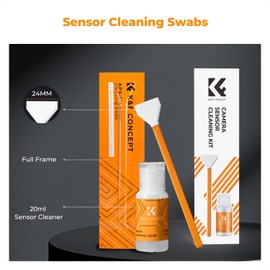 K&F Concept Sensor Reinigungsset mit 6pcs Mikrofaser Swabs 16mm für APS-C Format Kameras und 20ml Flüssig-Reiniger Reinigungs Kit für DSLR Kamera Objektive Filter