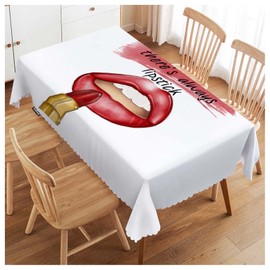 Swono Decorative Rectangle Table Cloth Sexy Lips, Lip Rouge On A Bad Day There Lipstick Polyester Tablecloth Kitchen Table Cover for Dining BBQ Picnic Coffee Table 50x72, 4-6 Seats