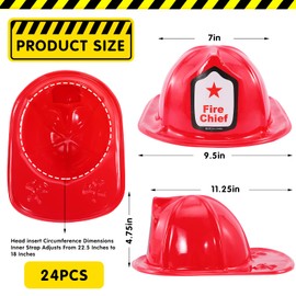 24 Pcs Kids Firefighter Hat,Plastic Fireman Hat,Red Fire Chief Helmet for Kids,Soft Children’s Fireman Helmet Fire Hats for Boys Girls Role Play Party Costume Dress Up Accessory