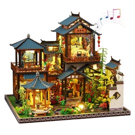 Meideh DIY Miniature House Kit - Miniature Wooden Dollhouse Kit - Mini House Building Kit for Adults - Vintage Courtyard Tiny Model House Kit with LED, Miniature Kit, Creative DIY Adult Crafts Gift