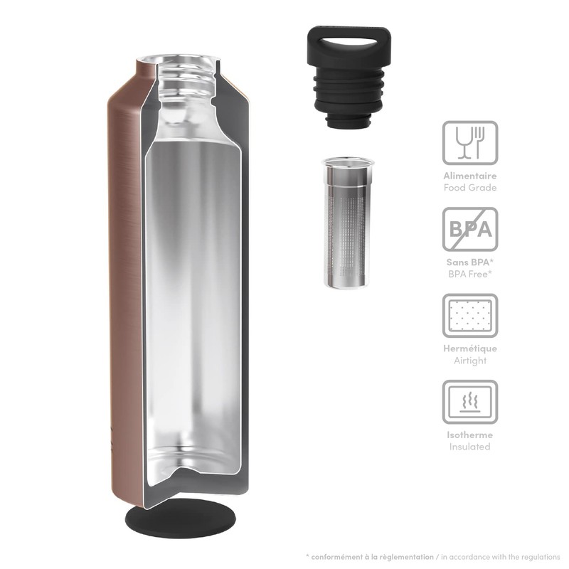 MONBENTO - Insulated Water Bottle MB Steel Cuivre 17 Oz