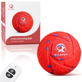 Ollapet Interactive Dog Toys Dog Ball - Auto Bouncing & Rolling, Chew-Resistant E-TPU Material, 3 Interactive Modes, IPX7 Waterproof, Smart Chase Pet Toy Ball for Medium and Large Dogs (Red)