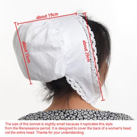 GRACEART Peasant Amish Hat Prairie Cap Women Girls Pioneer Colonial Bonnet 100% Cotton