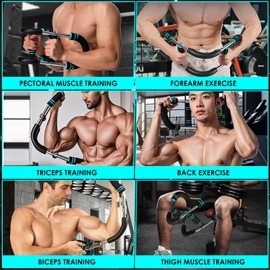 COVVY Chest Workout Equipment,Twister Arm Trainer Adjustable Chest Trainer，Removable U-Shaped Arm Weights Portable Upper Body Exerciser for Fitness on The Go（Blue-Black）