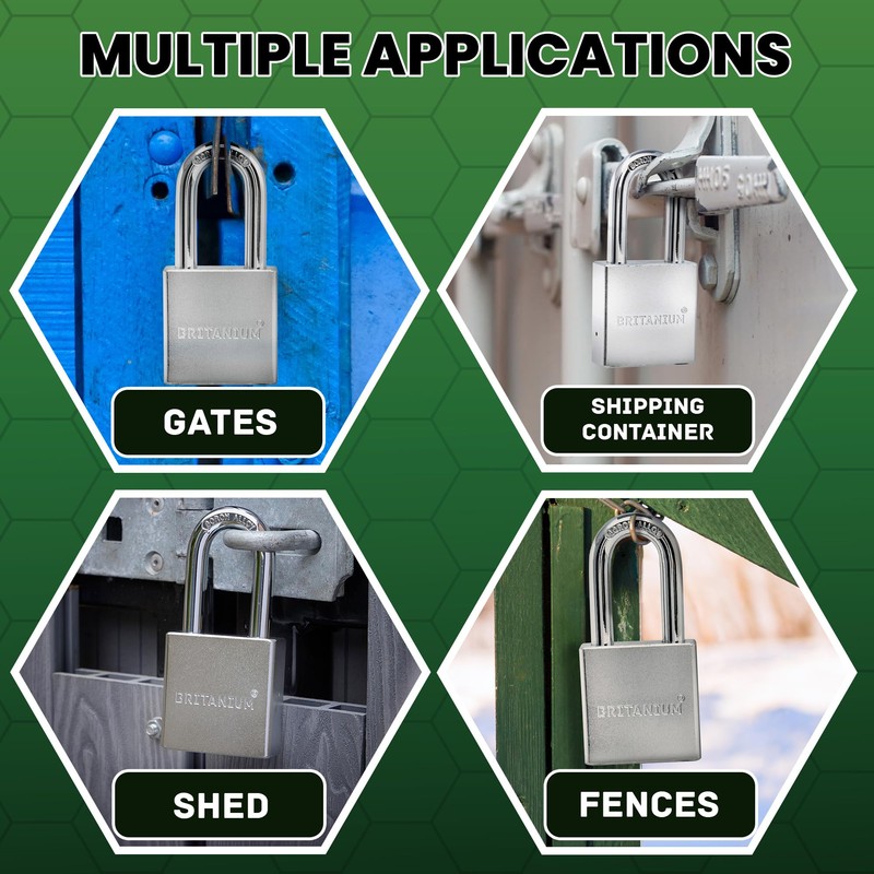 Britanium® SFE60 Professional Grade Padlock - Chrome Plated Steel with