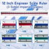 Biaungdo Engineer Scale Ruler, 12 Inch Solid Aluminum Triangular Drafting