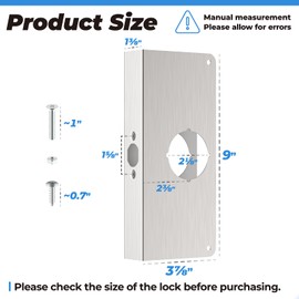 U 9585 Stainless Steel Lock and Door Reinforcement Plate for 1-3/8 in Thick Doors, Stainless Steel Finish for Reinforcing and Repairing Doors - 2 Pack