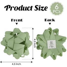 LiBongTa 4.5 Inch Sage Green Bow for Gift Grosgrain Ribbon Present Bow, Christmas Bow for Gift Wrapping, Decorative Bow, Self Adhesive Bows, Gift Bow Assortment, Pack of 6