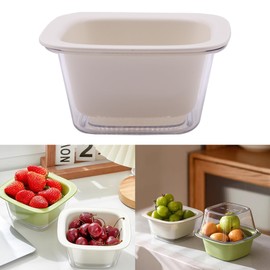 Kitchen Strainer Bowl Fruit Vegetable Washing Basket, 2-in-1 Small Plastic Double Layer Strainer Basket for Pasta, Spaghetti, Berries, Salads, Suitable for Camping, Home Use, White (White)