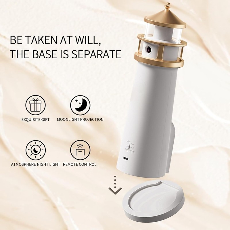 Growalleter Moonlight Projection Lamp, Lighthouses Night Light, Remote Control Lighthouse