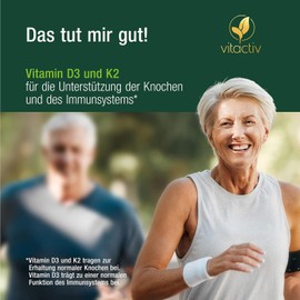 VITACTIV Vitamin D3 K2 Drops - K2VITAL® 99.7% all-trans MK-7 - D3 per Drop 1000 IU, High Dosage, High Bioavailable - From Germany, Laboratory Tested, Vegan - 50 ml, 1700 Drops