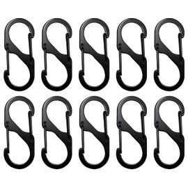 ColorfylCoco S-Shaped Carabiner, S-Shaped Hook, Set of 10, Compact, Double Hook, Carabiner, Aluminum Alloy, Small, Automatic Lock, Outdoor Activities, Climbing, Camping Equipment