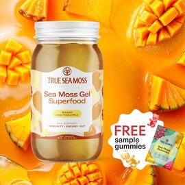 TrueSeaMoss Mango-Pineapple Irish Sea Moss Gel - Rich in Minerals & Vitamins - Supports Immune System, Improves Digestion, Boosts Energy, Skin & Hair Health - Made in USA - 16 fl oz Jar - Healthcare:_2 packs