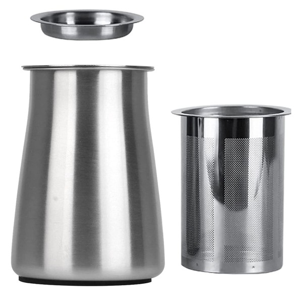 Jie Du Stainless Steel Coffee Sifter Flour Can with Lid Cocoa, Chocolate, Pepper A-Silver