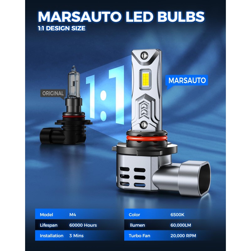 Marsauto Fog Bulbs, 68000LM 800% Brighter Fog Light with Turbo