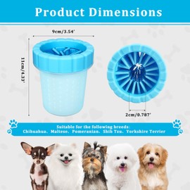 QIanruida Dog Paw Cleaner with Two Absorbent Towels Muddy Paw Cleaner Dog Paw Washer Portable Dog Foot Washer Cup (Medium, Blue)