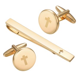 Asienice Men's Cuff Links Tie Pin Round Jewellery for Business, copper, No Gemstone