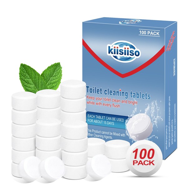 KIISIISO Toilet Bowl Cleaner Tablets 100 PACK, Automatic Bleach Toilet