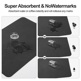 Ecotrim - Dish Drying Mat for Kitchen Counter | Coffee Bar Mat for Countertops | Heat Resistant Drainer Mat with Non-slip Rubber Backed | Hide Stain Kitchen Absorbent Draining Mat | Black 16"x20"