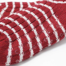 Dewares Boa Back Room Socks, Slippers, Warm, Room Shoes, Cold Protection, Men's, Women's, Fluffy, (00) Border Red (Women's Boa Back)