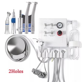 AZDENT Portable Dental Turbine Unit Weak Suction fit for Air Compressor/Han - 2 Hole Full Kit