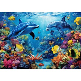 1000 Pieces Jigsaw Puzzles for Adults 1000-Pieces Puzzles Art Jigsaw Puzzles Impossible Hard Difficult Challenging Puzzles for Teen Underwater Sea World Dolphins Fishes Puzzle 28 x 20 inch