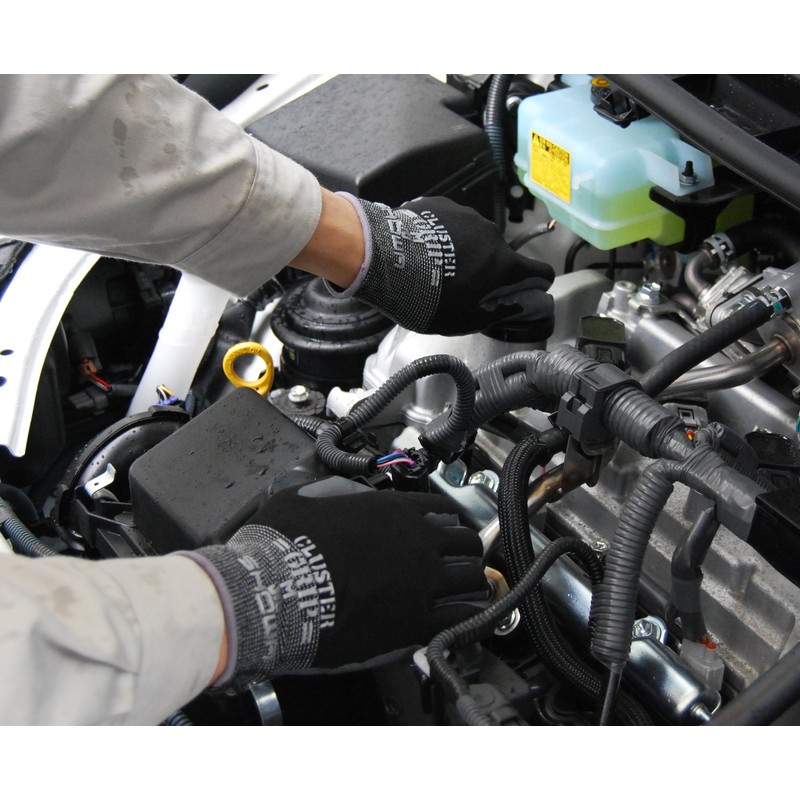 Showa Gloves No. 371 Grip Cluster Assembly Gloves, 1 Pair, blk