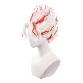 ZGNGLIZ Pelucas De Anime Para Cosplay De Ken Takakura Okarun, Pelo Corto Blanco Y Rojo Mezclado Para Hombre, Disfraz De Rol Dan Da Dan Para Halloween Y Fiestas.