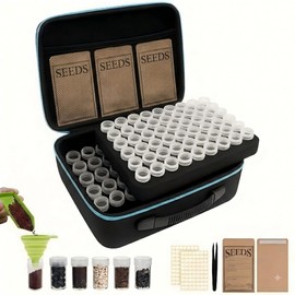 120 Slot Seed Storage Organizer Box, Hard Shell Seed Saver Kit with 25 Envelopes, Silicone Funnel & Tweezers, Light-Blocking Moisture-Resistant Seed Container for Vegetable Flower Herb Garden Seeds