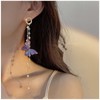 Yienate Boho Long Tassels Butterfly Earrings Purple Butterfly Dangle Earrings