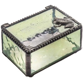 Frog Trinket Box Green Glass Jewelry Keepsake Display Decorative Boxes Nature Themed Home Décor Knick Knacks Trinket Dish Ring Holder Box 174
