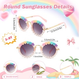 Hifot Sonnenbrille Kinder Mädchen, Mode Runde Sonnenbrille Mädchen 3-8 Jahren, Kindersonnenbrille mit Brillenbeutel, Kleinkind Sonnenbrillen mit UV-Schutz, für Sommer Freien Dress up Brille Geschenk