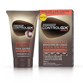 Just For Men Control GX Champú Para Barba, Reduce Gradualmente las Canas en Cada Lavado Para un Resultado Sutil Y Natural, Para Todos Los Tonos, 118 ml