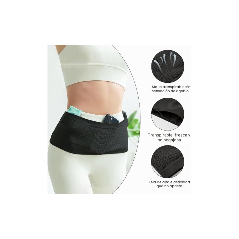 Riñonera para Correr Elástica y Ajustable - Cangurera Deportiva Ultradelgada