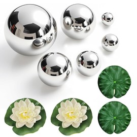 Pack of 5 Floating Flowers, Artificial Water Lilies, Water Lily Lotus Flowers, Floating Lotus Flowers, Lotus Flower Water Lily, Water Lily, Water Lily Floating Pond Decoration, Mini Pond Set (Silver)