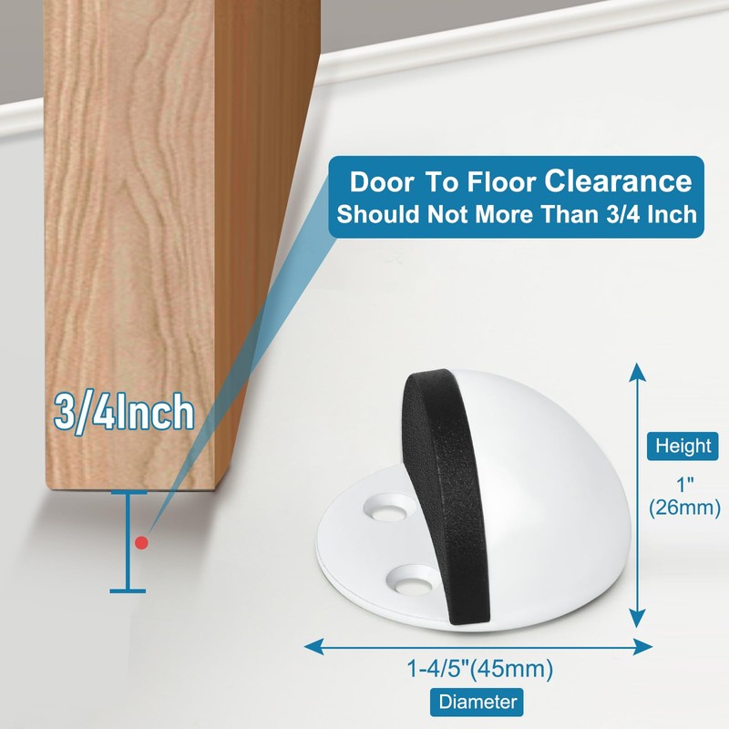 6 Pack Adhesive Door Stop White Floor Door Stoppers No