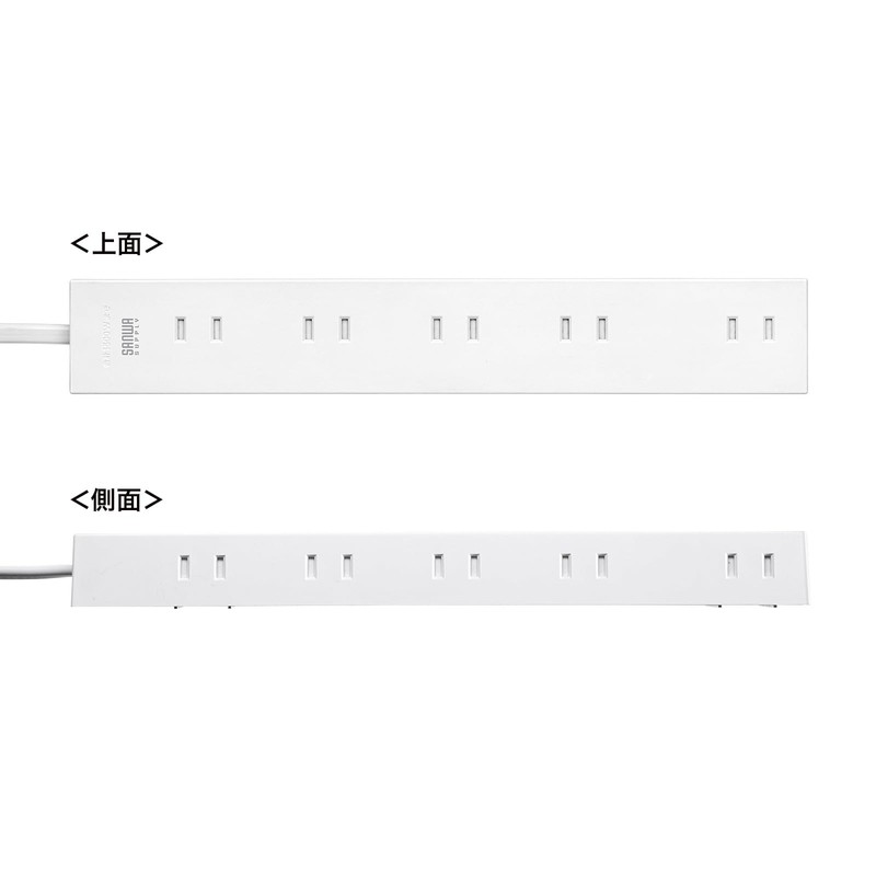 Sanwa Supply TAP-2210-1W Power Strip, 10 Outlets, 2-Prong (1 m),