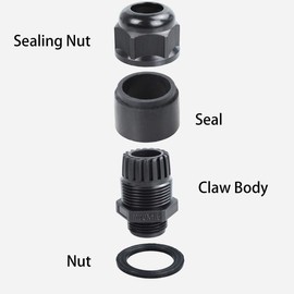 Runseaway 10PCS M20x1.5 Nylon Cable Gland Joints, Waterproof Adjustable 6-12mm Connectors with Gaskets, IP68 Strain Relief Cord Grip for Outdoor Use